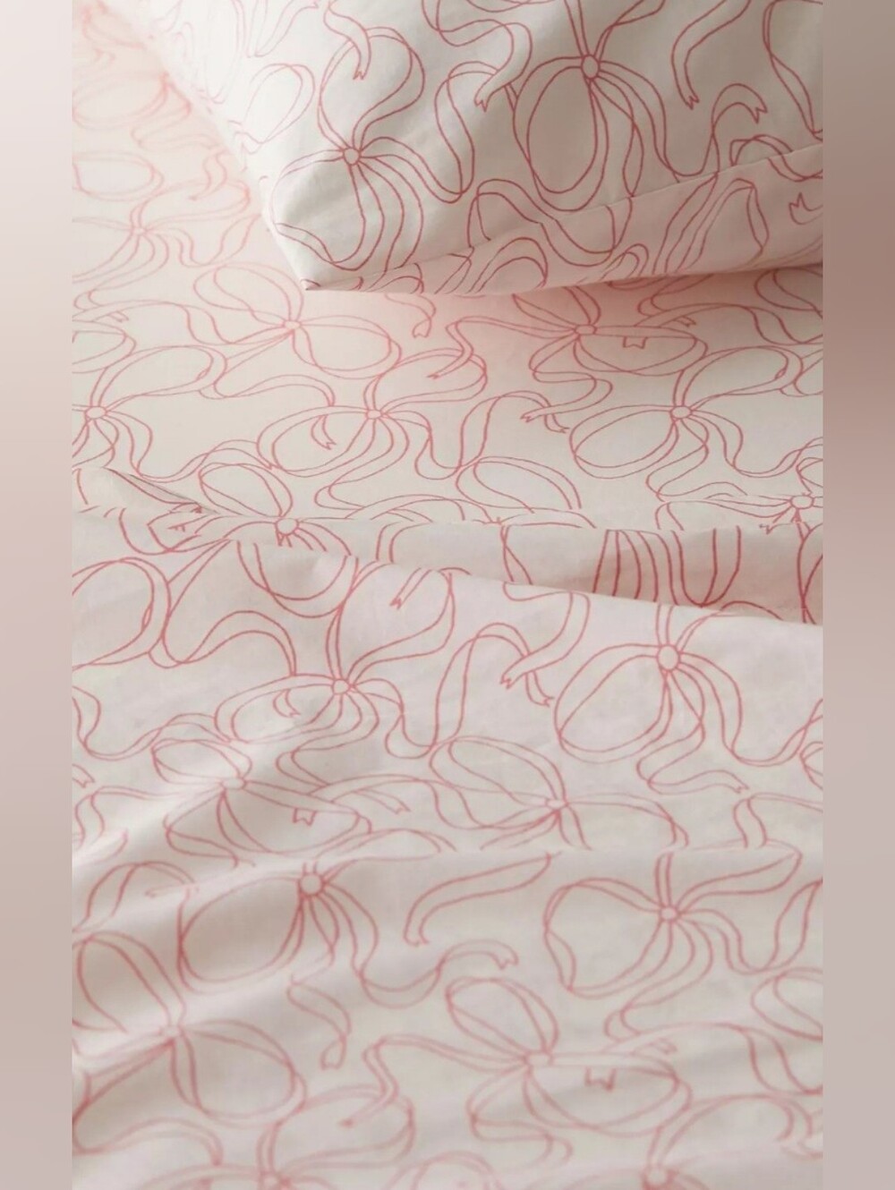 Urban Outfitters UO Home Pretty Bows Twin Sheet Set Pink Coquette Cottagecore